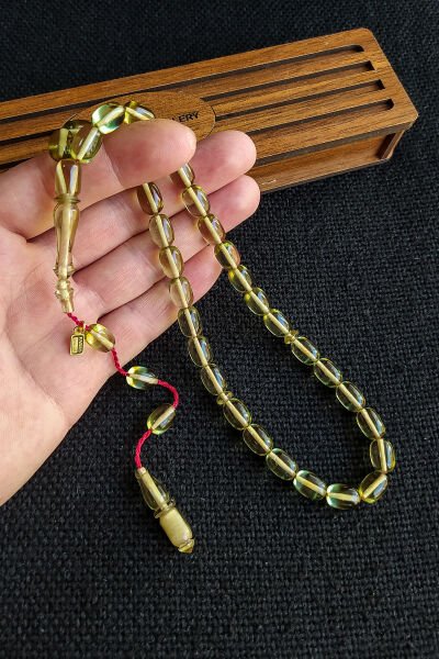 Fares Baydoun Usta İşçilikli Zar Kehribar Tesbih Faris Usta İmzalı Tespih Ahşap Kutulu