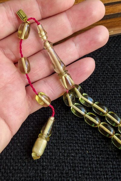 Fares Baydoun Usta İşçilikli Zar Kehribar Tesbih Faris Usta İmzalı Tespih Ahşap Kutulu