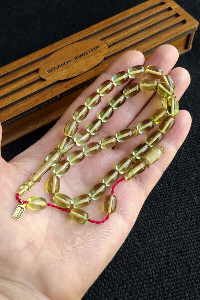 Fares Baydoun Usta İşçilikli Zar Kehribar Tesbih Faris Usta İmzalı Tespih Ahşap Kutulu