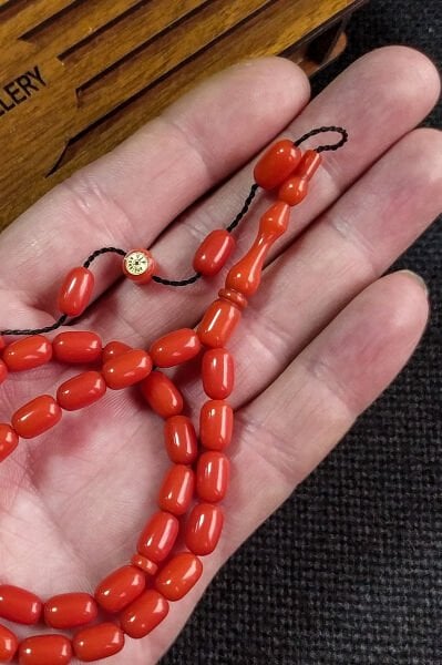 6X9 mm Bürokrat Boy Turuncu Katalin Tesbih - Usta İşçilikli Sıkma Kehribar - Diyarbakır Model
