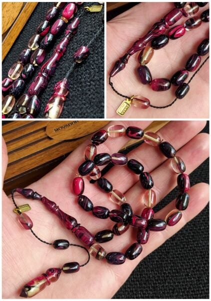 Fares Baydoun Usta İşçilikli Ateşi Kehribar Tesbih Faris Usta İmzalı Tespih Ahşap Kutulu