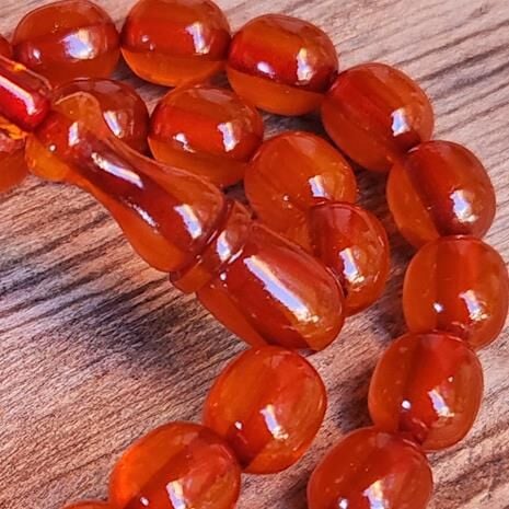 9x10 mm Kahverengi Çubuk Sıkma Kehribar Tesbih | Ebu Sırr Usta İmzalı Tespih