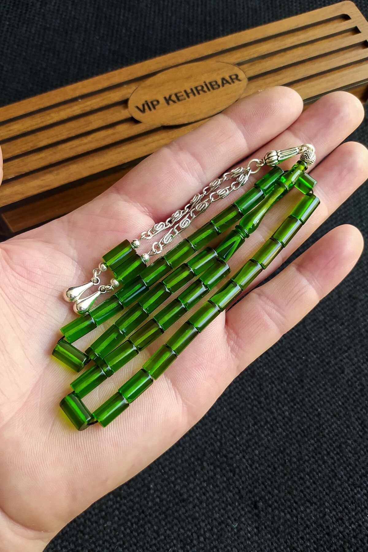 5,5x10 mm Kesme Ateşi Kehribar Tesbih İsme Özel Kişiselleştirilebilir Ahşap Kutulu Tespih