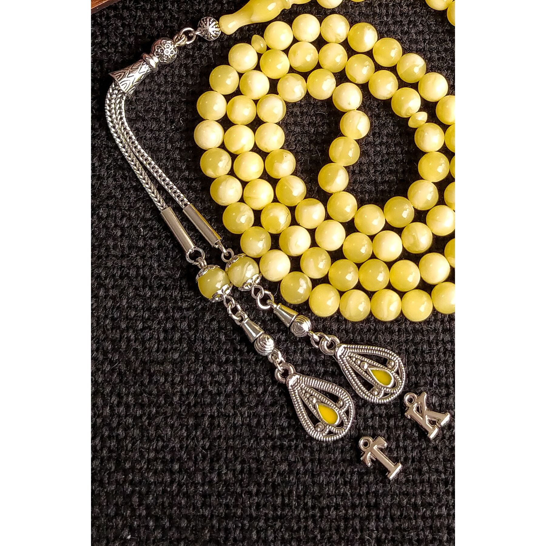 İsme Özel 6 mm 99 lu Beyrut Kehribar Tesbih - Namaz Tespihi 99 Habbe