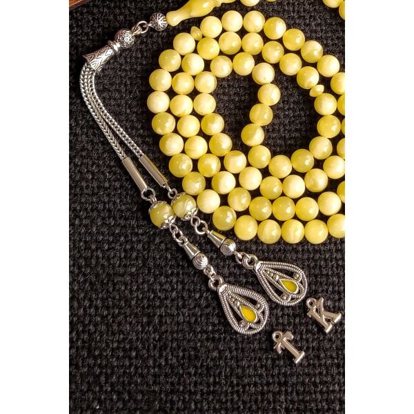 İsme Özel 6 mm 99 lu Beyrut Kehribar Tesbih - Namaz Tespihi 99 Habbe