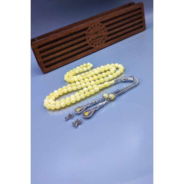 İsme Özel 6 mm 99 lu Beyrut Kehribar Tesbih - Namaz Tespihi 99 Habbe