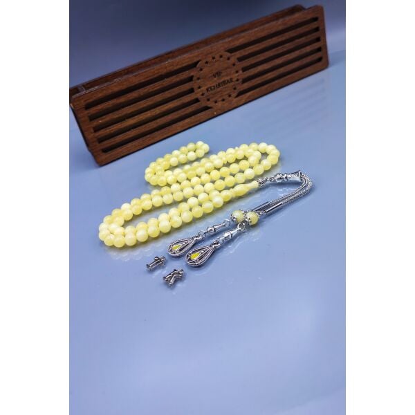 İsme Özel 6 mm 99 lu Beyrut Kehribar Tesbih - Namaz Tespihi 99 Habbe