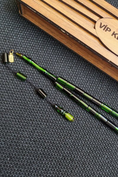 5,5x10 mm Kesme Ateşi Kehribar Tesbih Ayhan Turan Usta İşçilikli İmzalı Sistemli Tespih Ahşap Kutulu