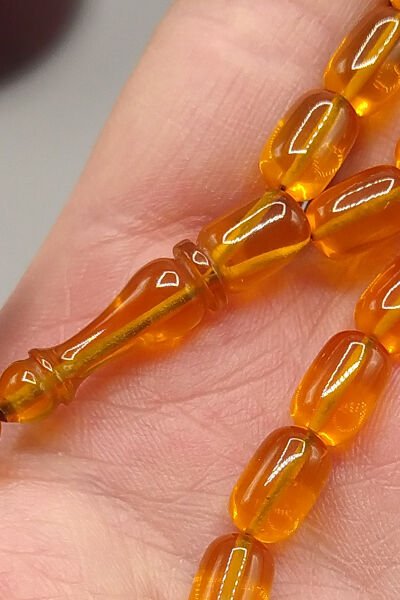 Ayhan Turan Usta İşçilikli Zar Kehribar Tesbih 7*11 mm Kapsül Sistemli İmzalı Tespih