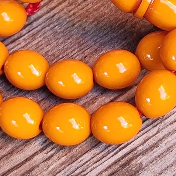 9x10 mm Mişmişi Çubuk Sıkma Kehribar Tesbih | Ebu Sırr Usta İmzalı Tespih