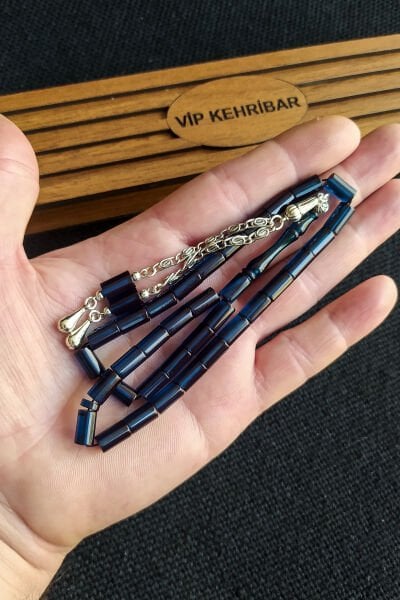 5,5x10 mm Kesme Ateşi Kehribar Tesbih İsme Özel Kişiselleştirilebilir Ahşap Kutulu Tespih