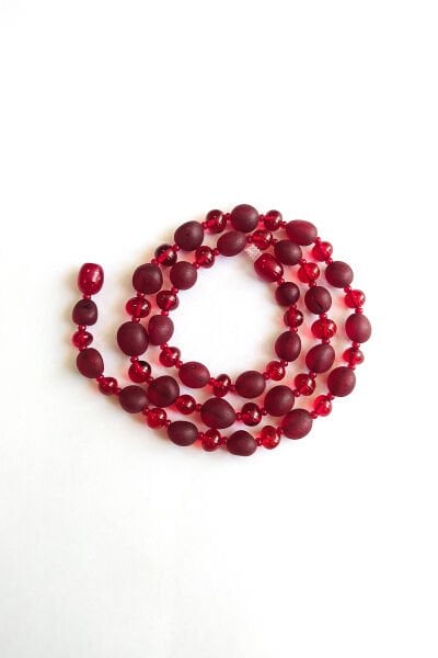 Kırmızı Sertifikalı Baltık Kehribar Yetişkin Kolye Anne Kolyesi Guatr Kolyesi 45 cm Sağlık Kolyesi