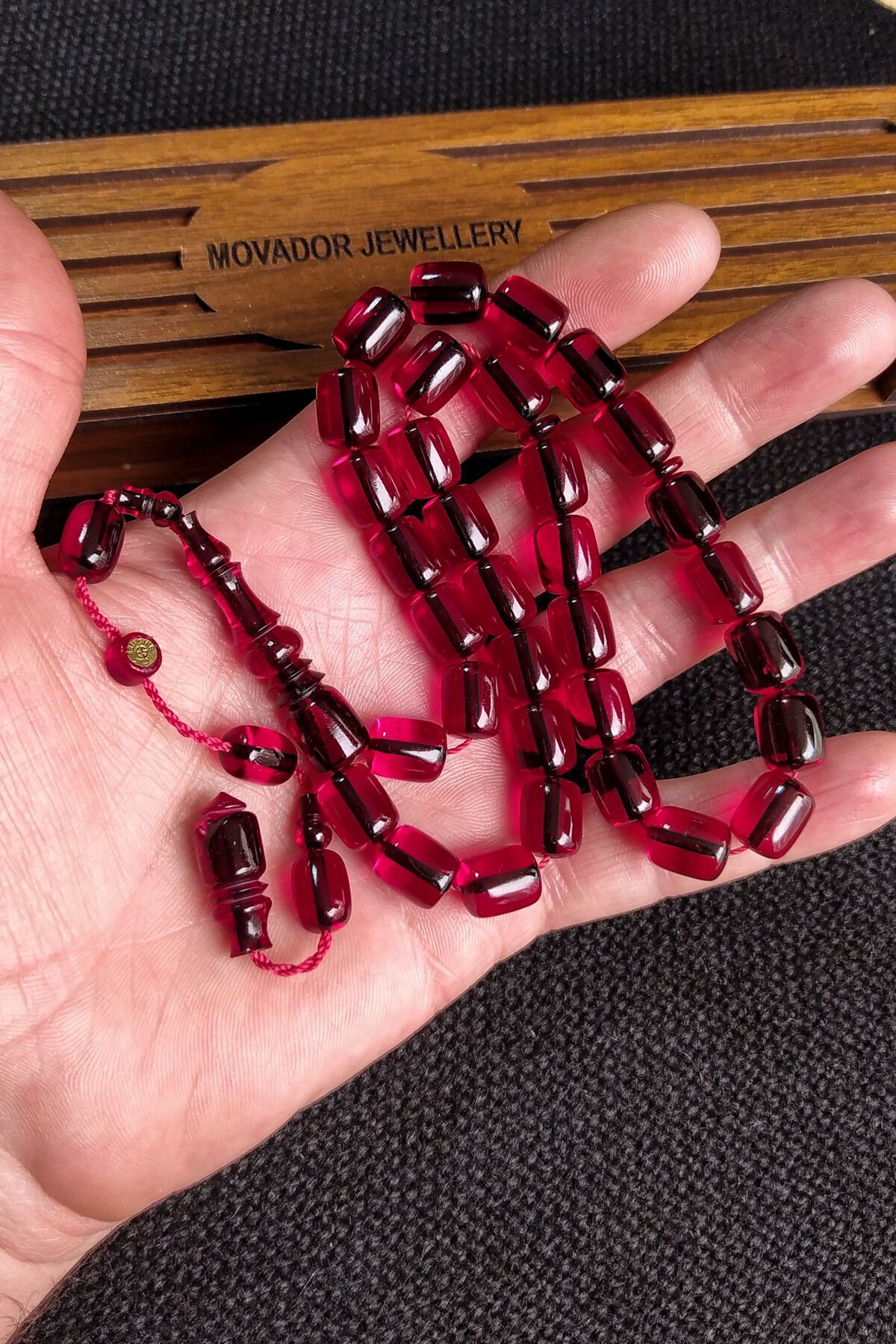 9x12 mm Ebu Sırr İmzalı Zar Kehribar Tesbih, Blok Zar Tespih