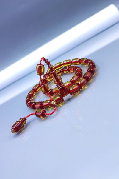 9x11 mm Altın Rengi Ebu Sırr İmzalı Zar Kehribar Tesbih