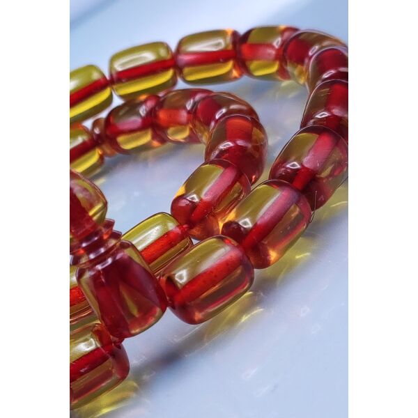 9x11 mm Altın Rengi Ebu Sırr İmzalı Zar Kehribar Tesbih