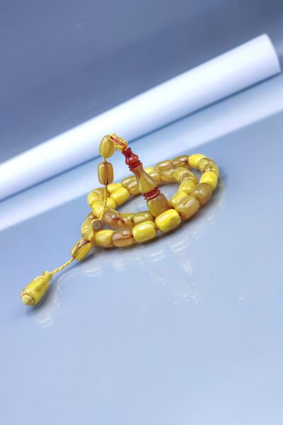 9x11 mm Tıraşlı Ebu Sırr İmzalı Sıkma Kehribar Tesbih