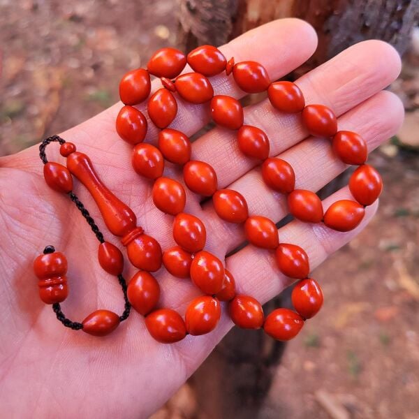 9x12 mm Turuncu Alman Fiber Tesbih | Usta İşçilikli Tespih