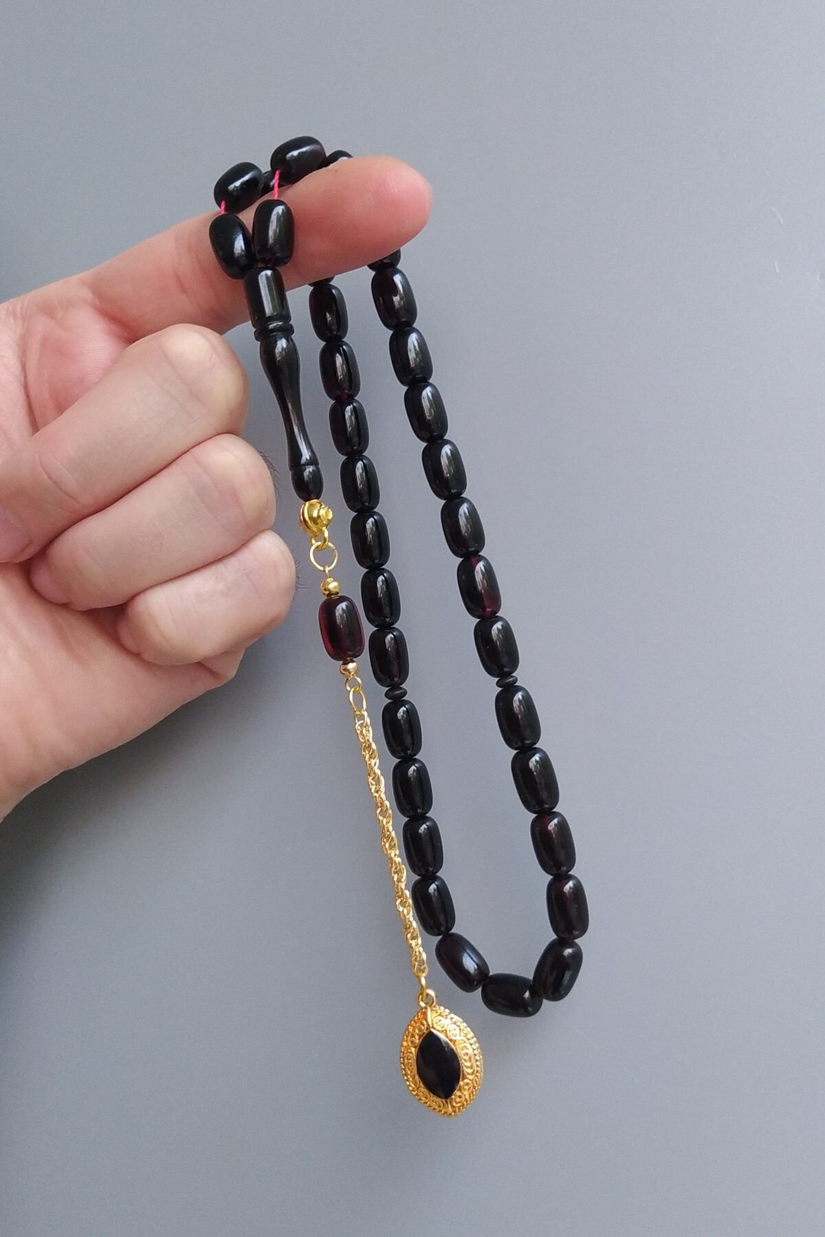 7x11 mm Ateşi Kehribar Tesbih Sarı Püsküllü Ateş Kehribar Tespih