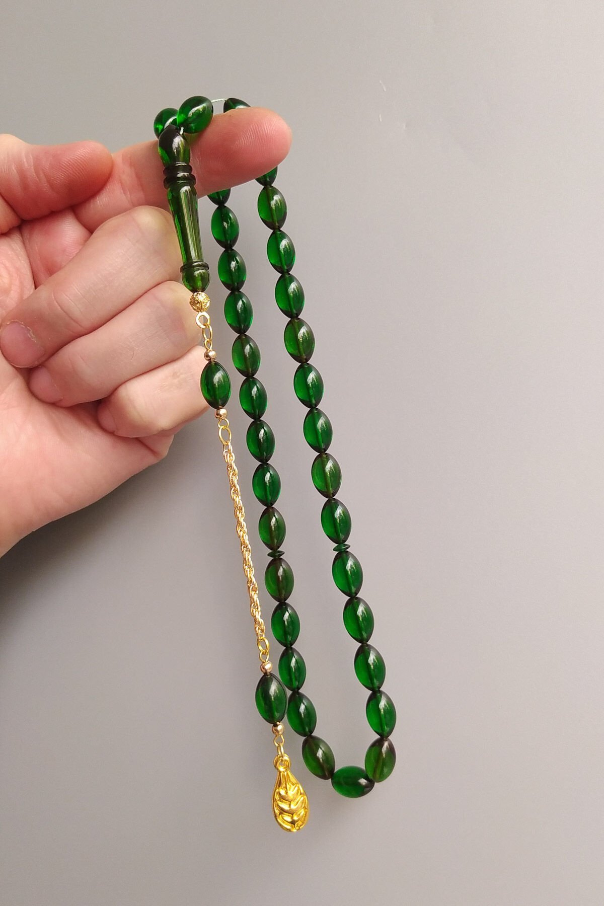 7x11 mm Ateşi Kehribar Tesbih Sarı Püsküllü Ateş Kehribar Tespih