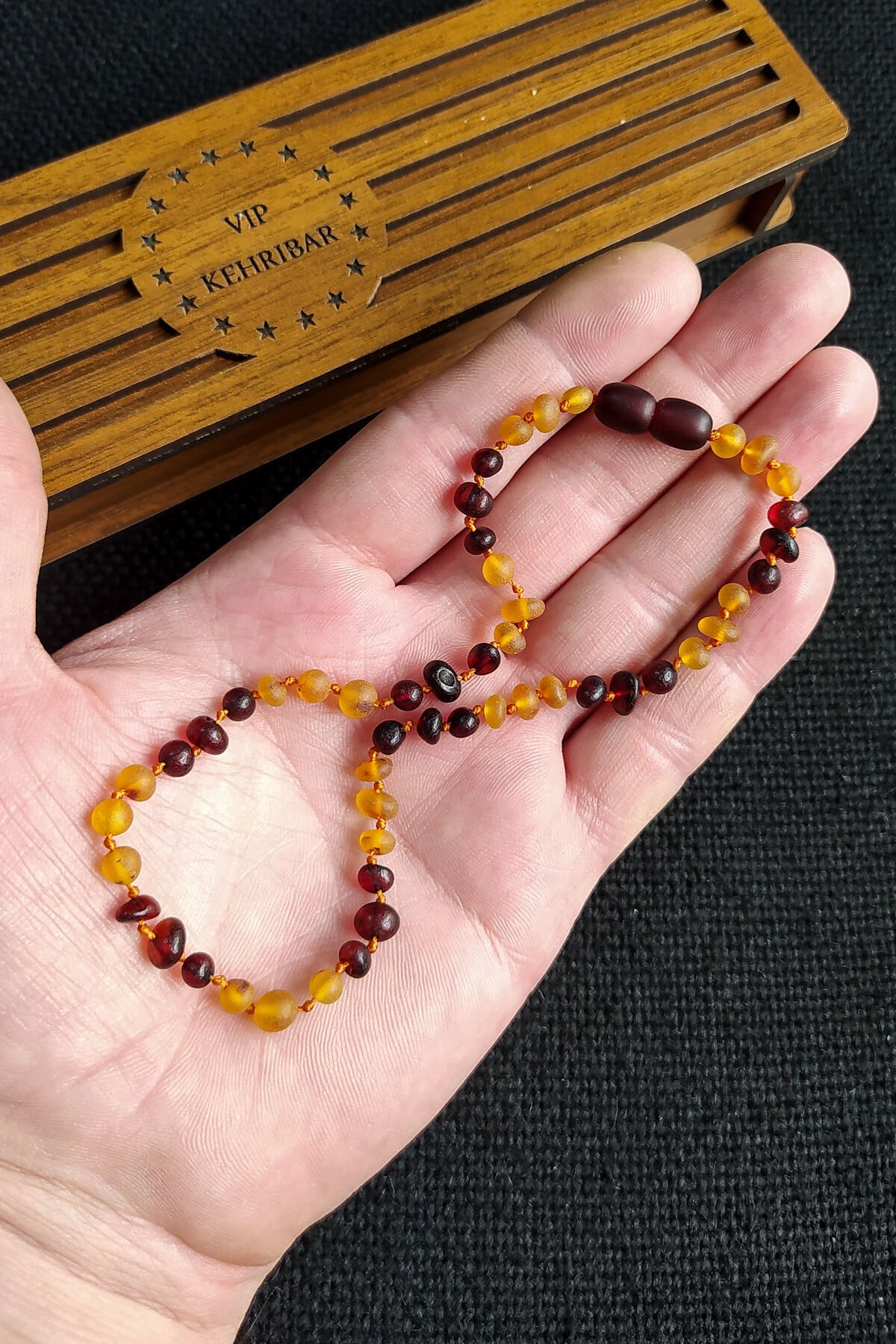 Sertifikalı Mat Bal Vişne Kehribar Kolye Kız Erkek Bebek Diş Kolyesi 4-7 Yaş 35 cm