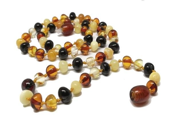 Multicolor Sertifikalı Kehribar Yetişkin Kolye Anne Kolyesi Guatr Kolyesi 45 cm Sağlık Kolyesi