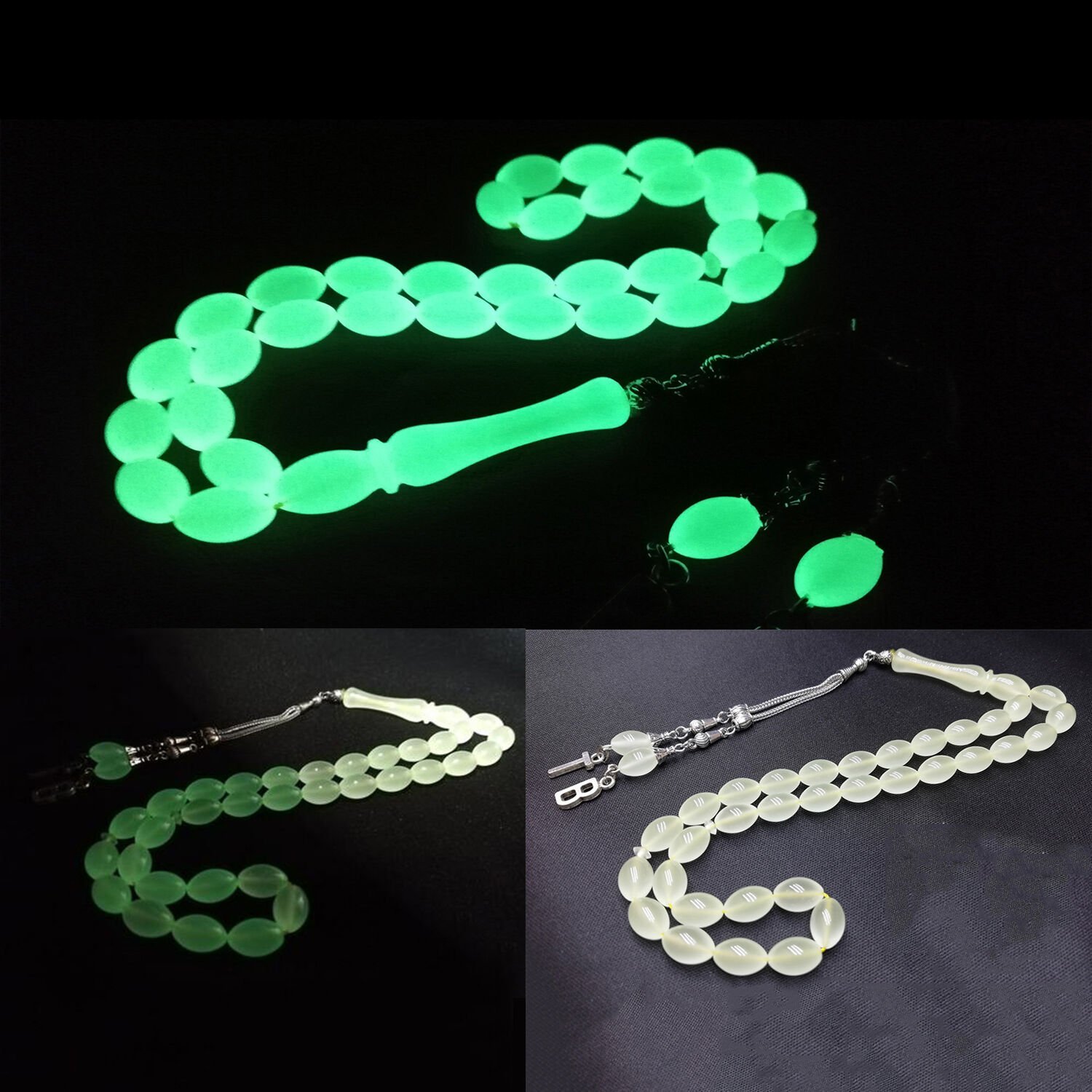 Toz Kehribar Kedi Gözü Tesbih Fosforlu Kedigözü Tespih