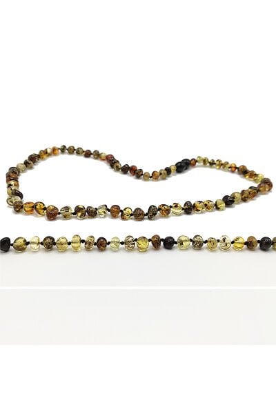 Fosilli Sertifikalı Baltık Kehribar Yetişkin Kolye Anne Kolyesi Guatr Kolyesi 45 cm Sağlık Kolyesi