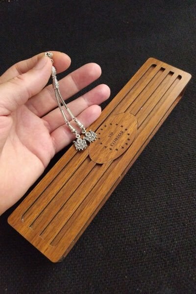 8x11 mm Mesut Elma Usta İşçilikli Sarı Sıkma Kehribar Tesbih İmzalı Sistemli Tespih Ahşap Kutulu