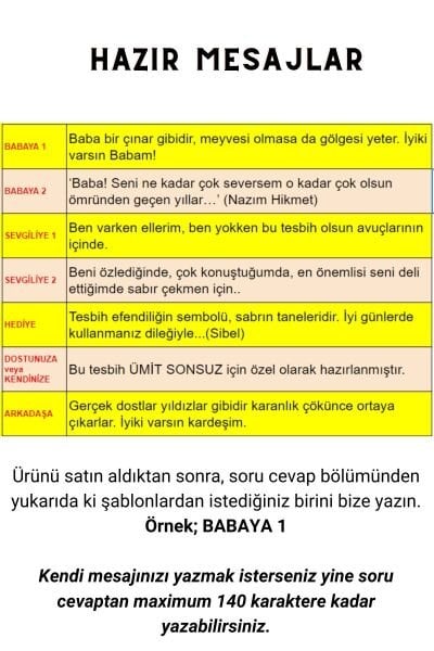 Sevgiliye Özel Mesajlı Ateşi Kehribar Tesbih - İsme Özel 6x11 mm Sarı Siyah Tespih - Ahşap Kutulu