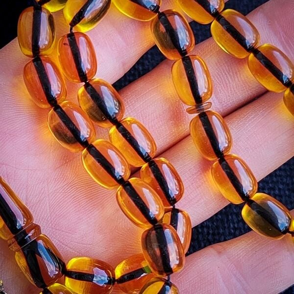 Kişiye Özel 9x12 mm Altın Rengi Ateşi Kehribar Tesbih | Taraftar Tesbih