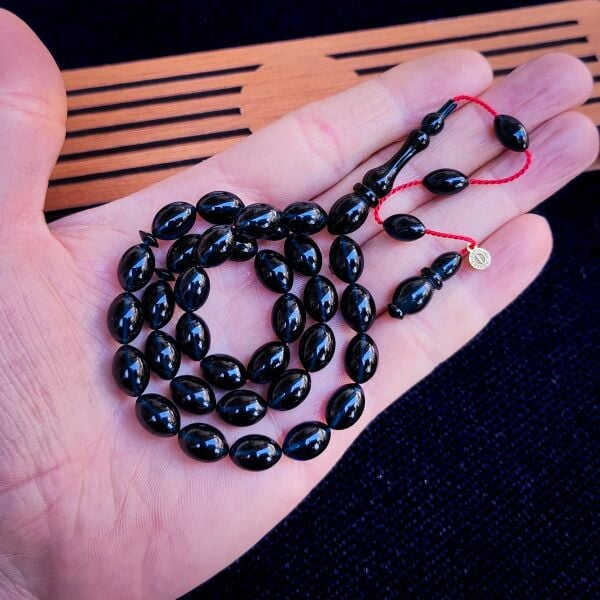 8x12 mm Lacivert Fatih Erbabacan Usta İşçilikli Zar Kehribar Tesbih