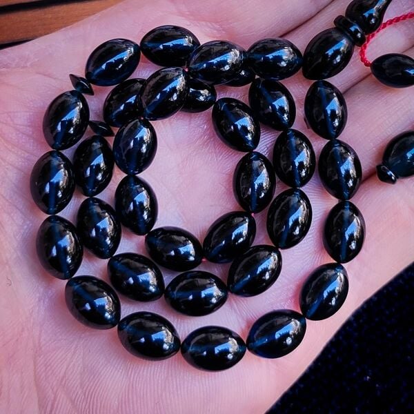 8x12 mm Lacivert Fatih Erbabacan Usta İşçilikli Zar Kehribar Tesbih