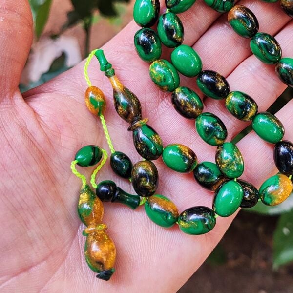 Ergin Baran Usta İşçilikli Yeşil Siyah Arizona Katalin Tesbih