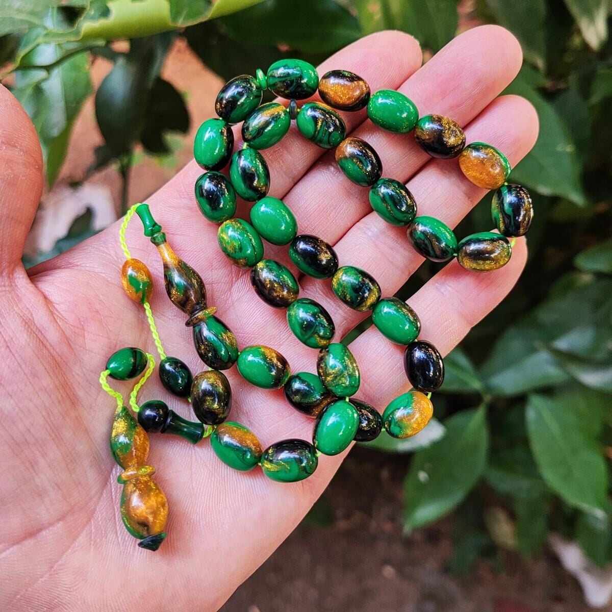 Ergin Baran Usta İşçilikli Yeşil Siyah Arizona Katalin Tesbih