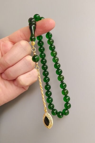 7x11 mm Ateşi Kehribar Tesbih Sarı Püsküllü Ateş Kehribar Tespih