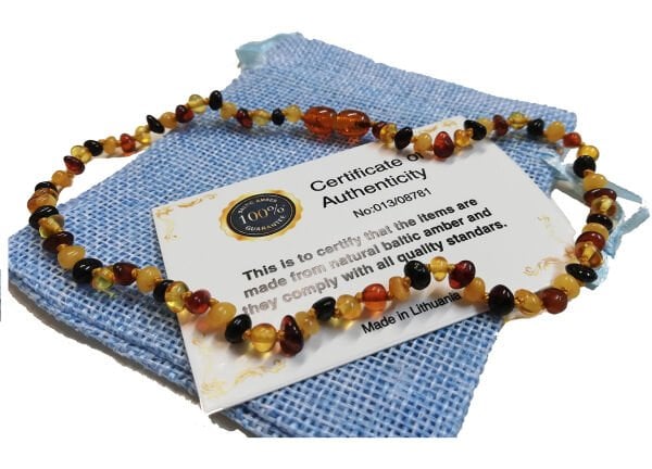 Sertifikalı Multicolor Kehribar Kolye Bebek Diş Kolyesi Kız Erkek Çocuk Kolye 4,25 Gram