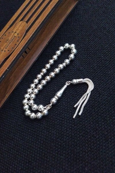 7 mm Bilekboy 925 Ayar Gümüş Tesbih, El İşçilikli Tespih, Ahşap Kutulu Hediye Tesbih