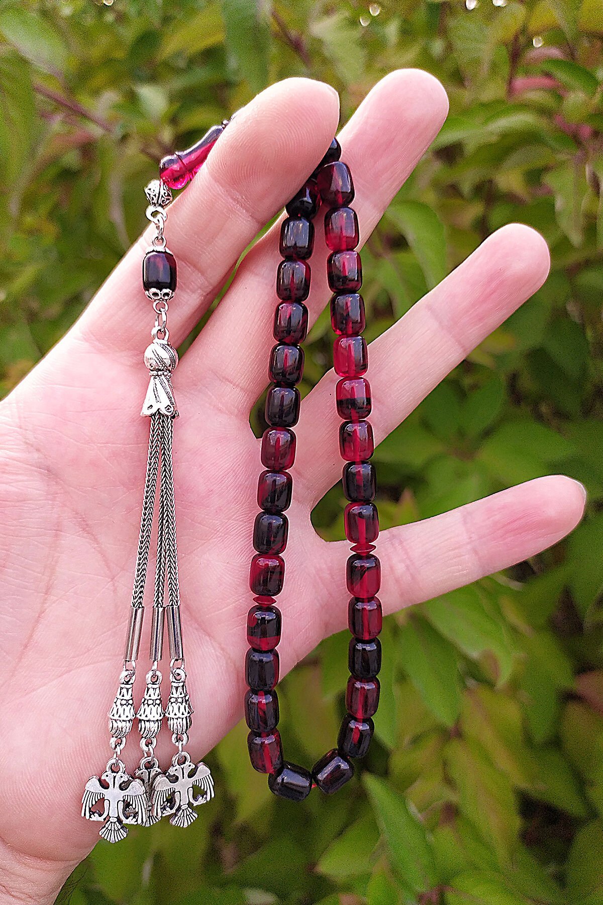 7*9 mm Kapsül Kesim Sıkma Ateş Kehribar Tesbih Faris Baydun Usta Orjinal Ateşi Kehribar Tespih