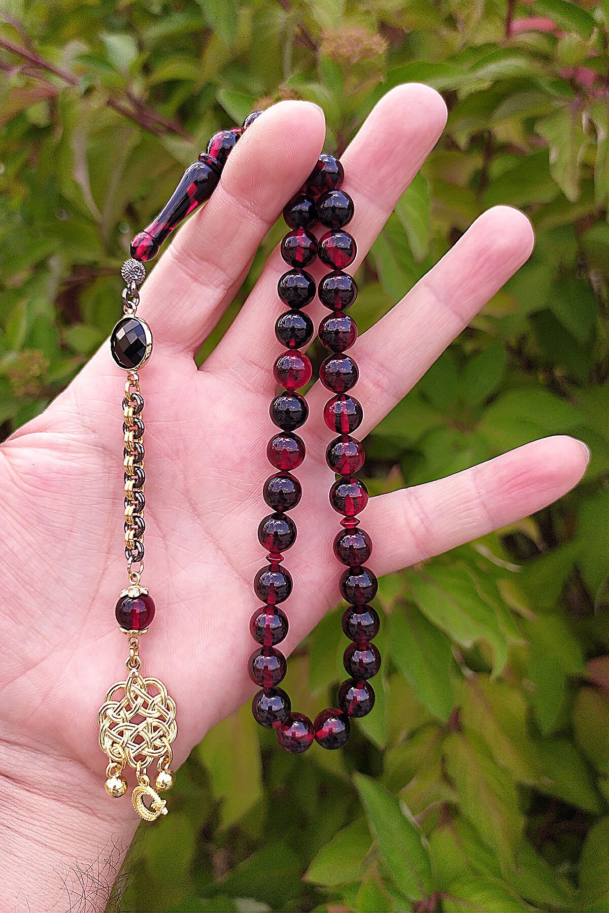 9*9 mm Küre Kesim Sıkma Ateş Kehribar Tesbih Faris Baydun Usta Orjinal Ateşi Kehribar Tespih