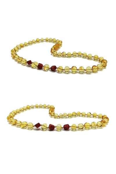 Sertifikalı Doğal Baltık Kehribar Bebek Diş Kolyesi Mercan Taşlı Kız Erkek Çocuk Kehribar Kolye