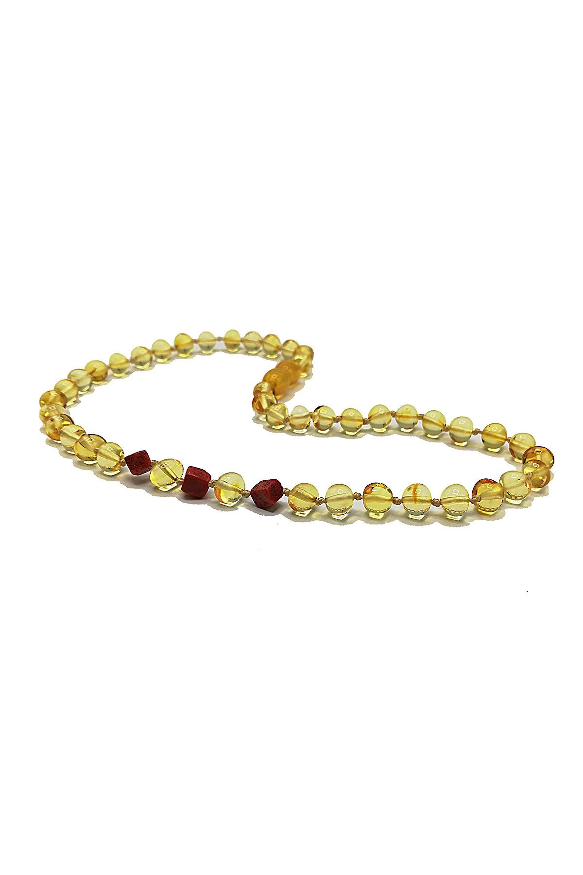 Sertifikalı Doğal Baltık Kehribar Bebek Diş Kolyesi Mercan Taşlı Kız Erkek Çocuk Kehribar Kolye