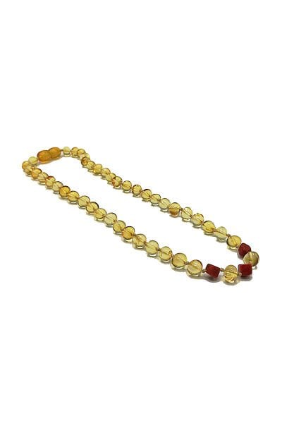 Sertifikalı Doğal Baltık Kehribar Bebek Diş Kolyesi Mercan Taşlı Kız Erkek Çocuk Kehribar Kolye