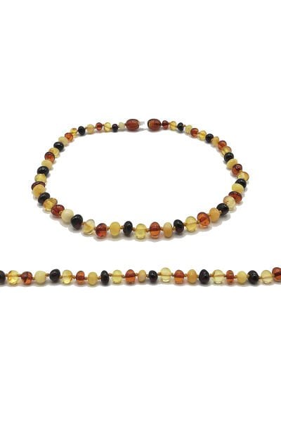 Üretici Sertifikalı Orjinal Baltık Kehribar Bebek Diş Kolyesi Litvanya Bandrollü Multicolor Kehribar Kolye Kız Erkek Çocuk Kolyesi 33 cm Standart