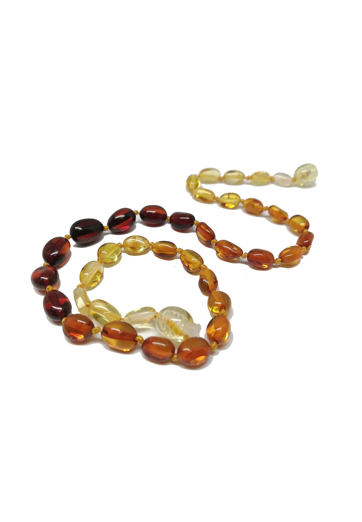 Üretici Sertifikalı Yassı Gökkuşağı Orjinal Baltık Kehribar Bebek Diş Kolyesi Kehribar Bebek Kolye Kız Erkek Çocuk Kolyesi 33 cm Standart