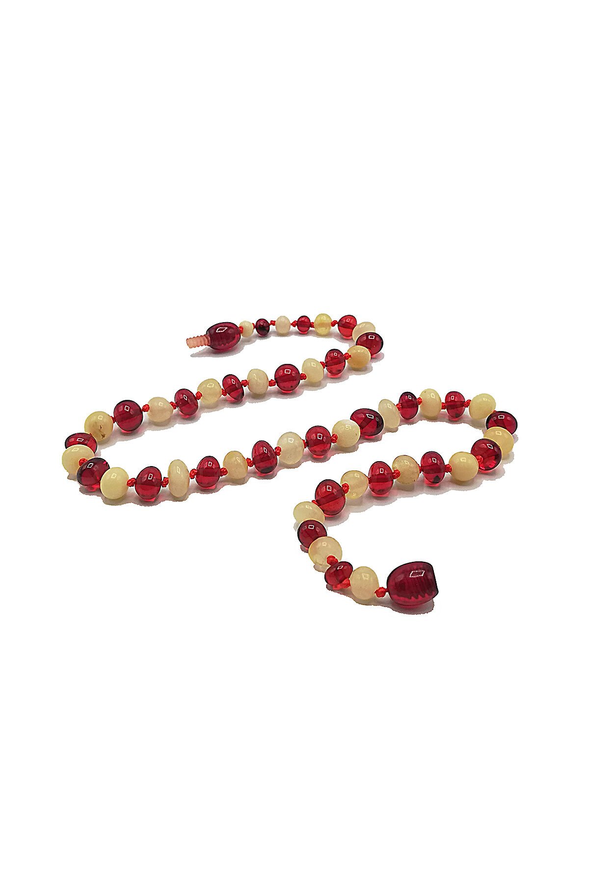 6 Gram Üretici Sertifikalı Orjinal Baltık Kehribar Bebek Diş Kolyesi Litvanya Bandrollü Kırmızı Beyaz Ayyıldız Renk Kehribar Kolye Kız Erkek Çocuk Kolyesi 33 cm Standart