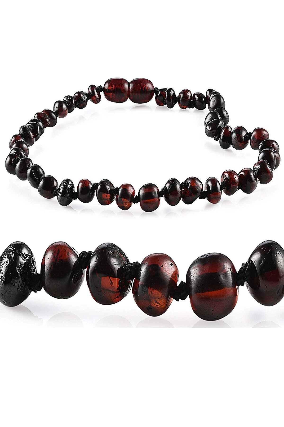 Sertifikalı Bandrollü Baltık Kehribar Bebek Diş Kolyesi Vişne Rengi Kız Erkek Çocuk Kolyesi