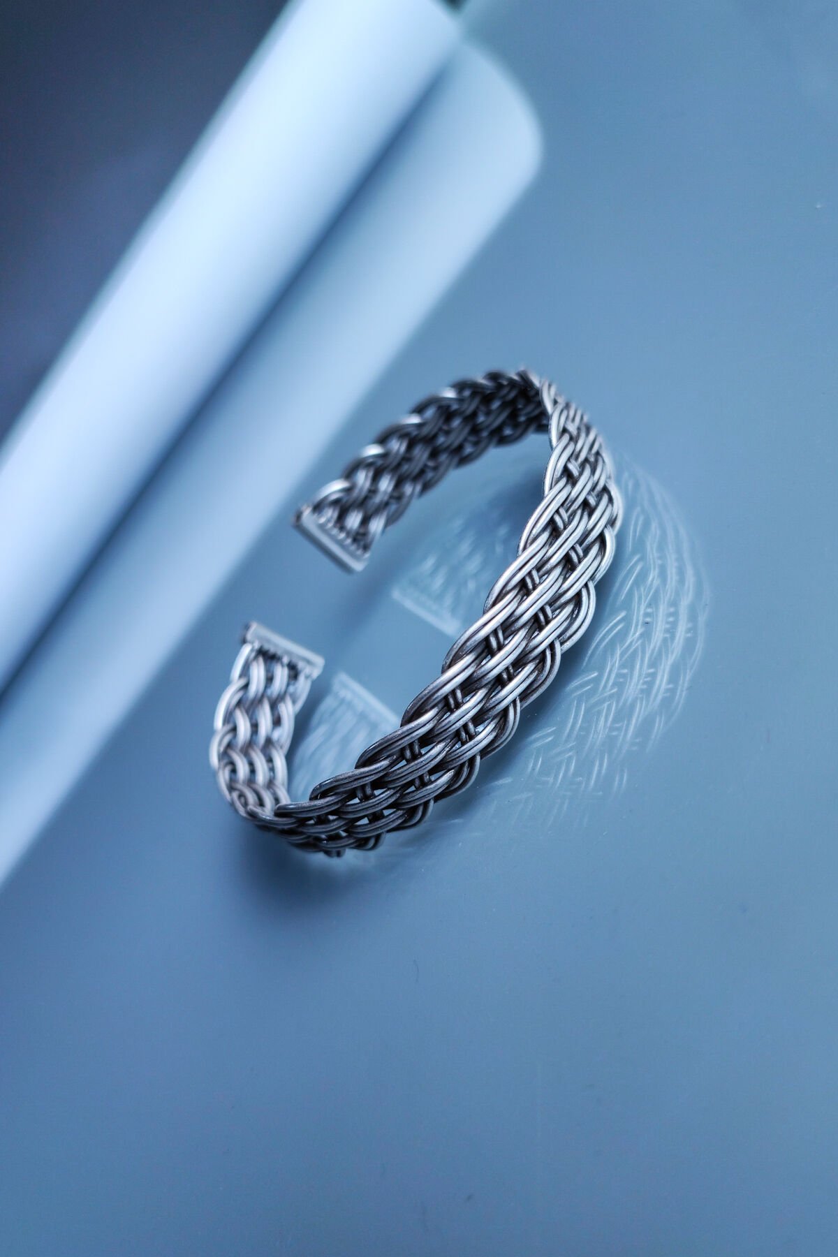 El Yapımı Ayarlanabilir Bakır Bileklik Kazaziye Bileklik Gümüş Kaplama Stress Bilekliği