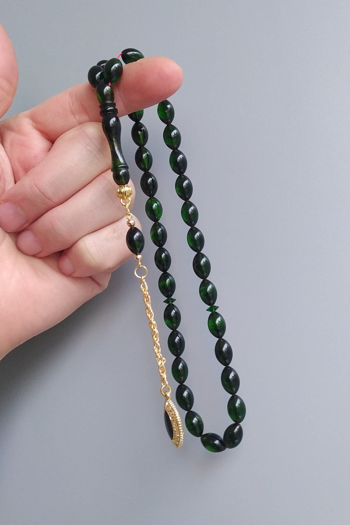 7x11 mm Ateşi Kehribar Tesbih Sarı Püsküllü Ateş Kehribar Tespih