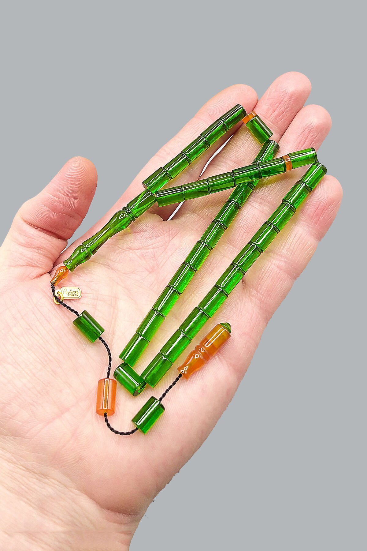 Ayhan Turan Usta Işçilikli Ateş Kehribar Tesbih 6*10 mm Kapsül Sistemli Imzalı Tespih