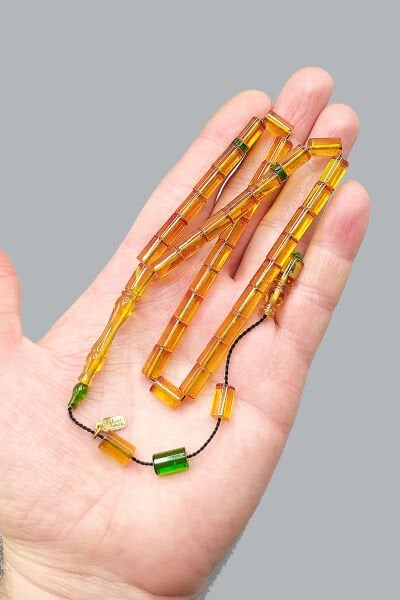 Ayhan Turan Usta Işçilikli Ateş Kehribar Tesbih 6*10 mm Kapsül Sistemli Imzalı Tespih